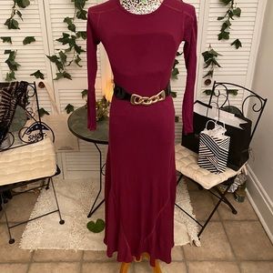 BASS Long Sleeve Ribbed Sangria Dress